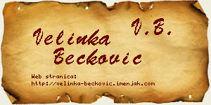 Velinka Bećković vizit kartica